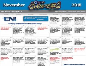 World Shapers Club – November 2018 Gebedsgids