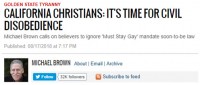 Christene in Kalifornië: Dit is tyd vir burgerlike ongehoorsaamheid